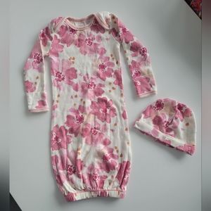 Burt's Bees Baby® Size 0-6M 2-Piece English Rose Organic Cotton Gown and Cap Set